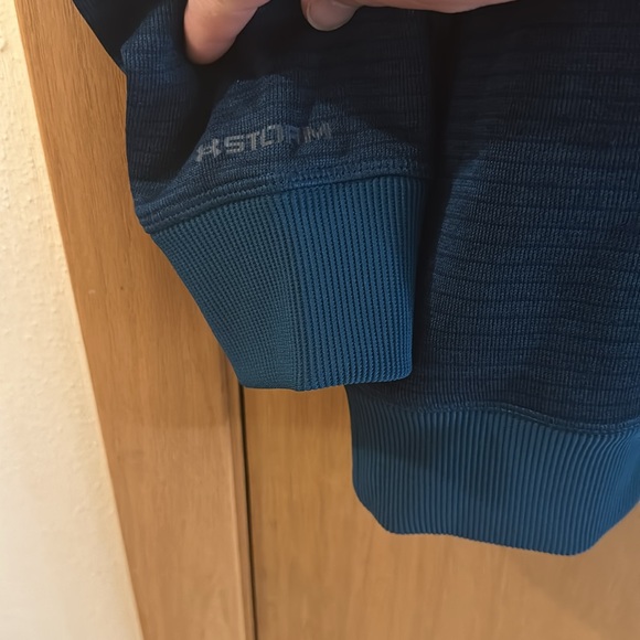 Under Armour Storm Coldgear Striped Quarter Half Zip Sweatshirt Blue Size Large - Picture 5 of 11